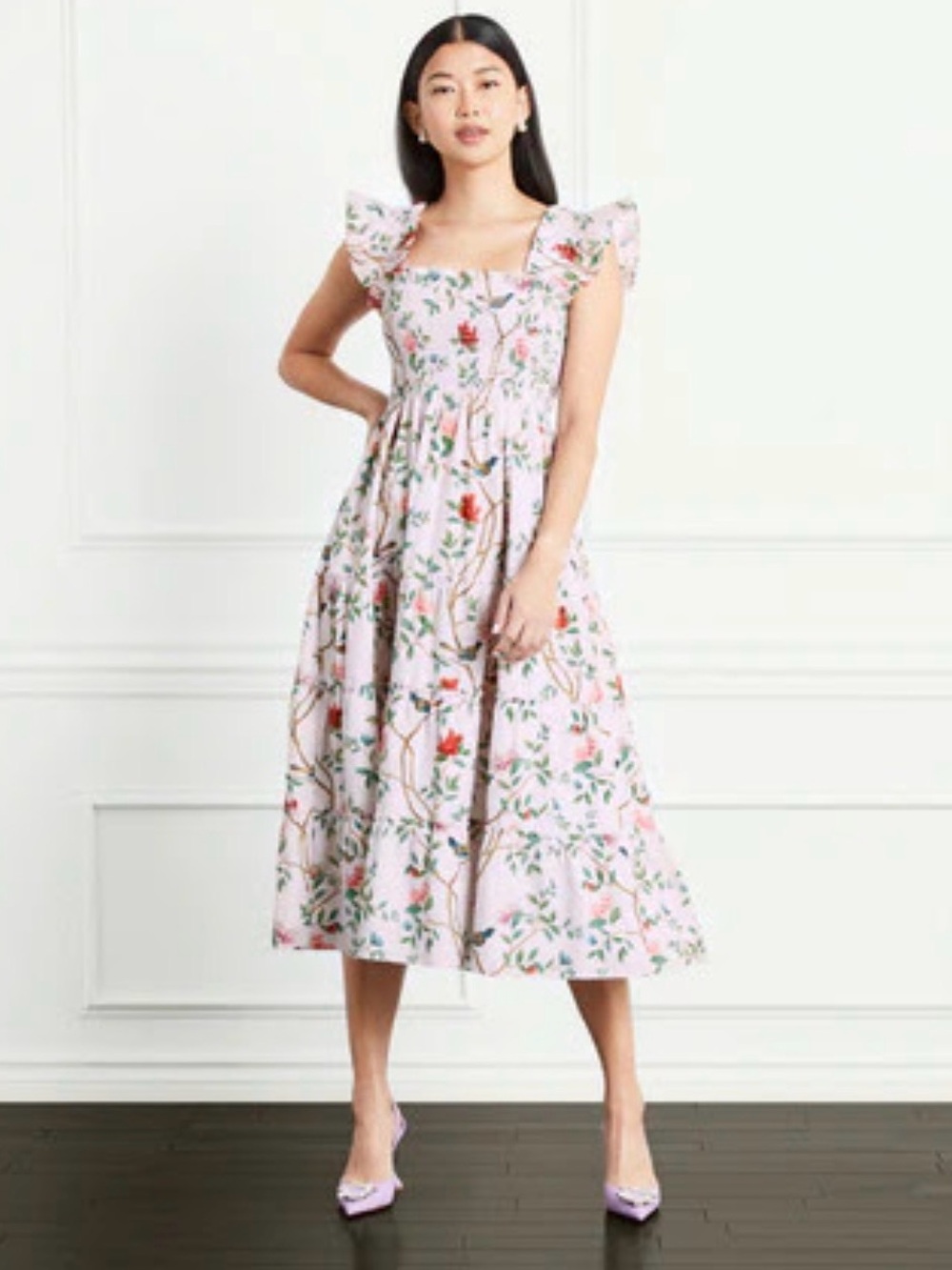 Hill House Home xDiane Hill NWT The Ellie Nap Dress Pink Floral Midi Sundress XS